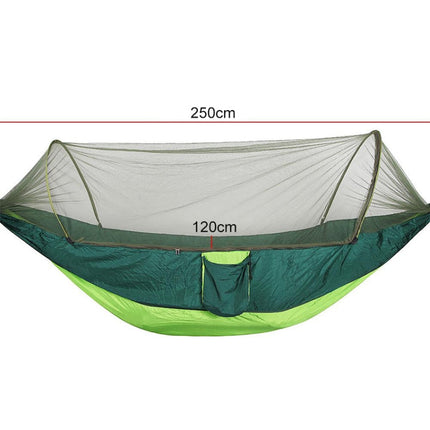Portable Outdoor Camping Full-automatic Nylon Parachute Hammock with Mosquito Nets, Size : 250 x 120cm, 250x120cm Army Green