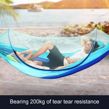 Portable Outdoor Camping Full-automatic Nylon Parachute Hammock with Mosquito Nets, Size : 250 x 120cm, 250x120cm Orange, 250x120cm Blue, 250x120cm Green, 250x120cm Pink Blue, 250x120cm Dark Green, 250x120cm Dark Blue, 250x120cm Black                  ...