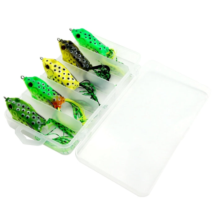 HENGJIA 5 PCS Soft Baits Water-hit Fishing Lures Ray Frog Baits with Plastic Box, Soft Baits Water-hit Fishing