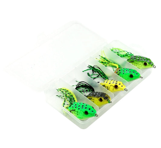 HENGJIA 5 PCS Soft Baits Water-hit Fishing Lures Ray Frog Baits with Plastic Box, Soft Baits Water-hit Fishing