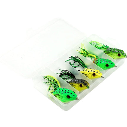 HENGJIA 5 PCS Soft Baits Water-hit Fishing Lures Ray Frog Baits with Plastic Box