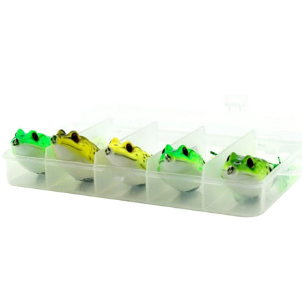 HENGJIA 5 PCS Soft Baits Water-hit Fishing Lures Ray Frog Baits with Plastic Box