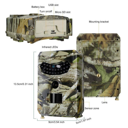 PR-100 1MP IP54 Waterproof IR Night Vision Security Hunting Trail Camera, Sunplus 1628 Program, 120 Degree Wide Angle,100 Degree PIR Sensing Angle, PR100