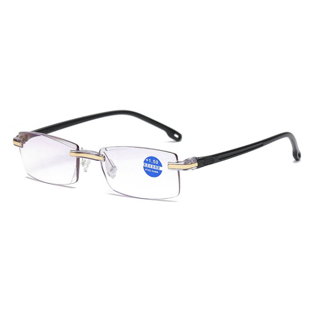Rimless Anti Blue-ray Blue Film Lenses Presbyopic Glasses, +3.50D, +3.50D