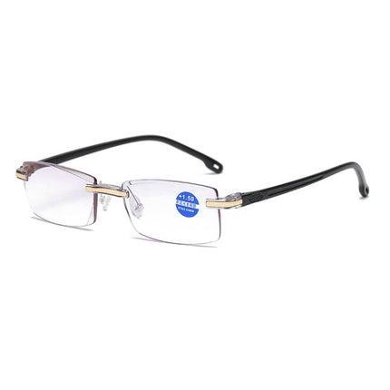 Rimless Anti Blue-ray Blue Film Lenses Presbyopic Glasses, +1.50D, +1.50D