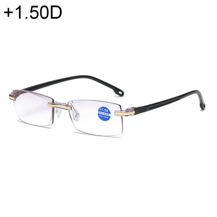 Rimless Anti Blue-ray Blue Film Lenses Presbyopic Glasses, +1.50D, +1.50D