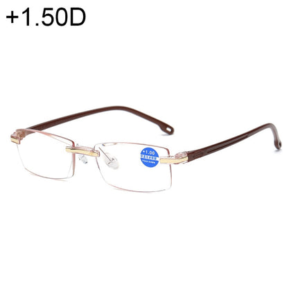 Rimless Anti Blue-ray Blue Film Lenses Presbyopic Glasses, +1.50D, +1.50D
