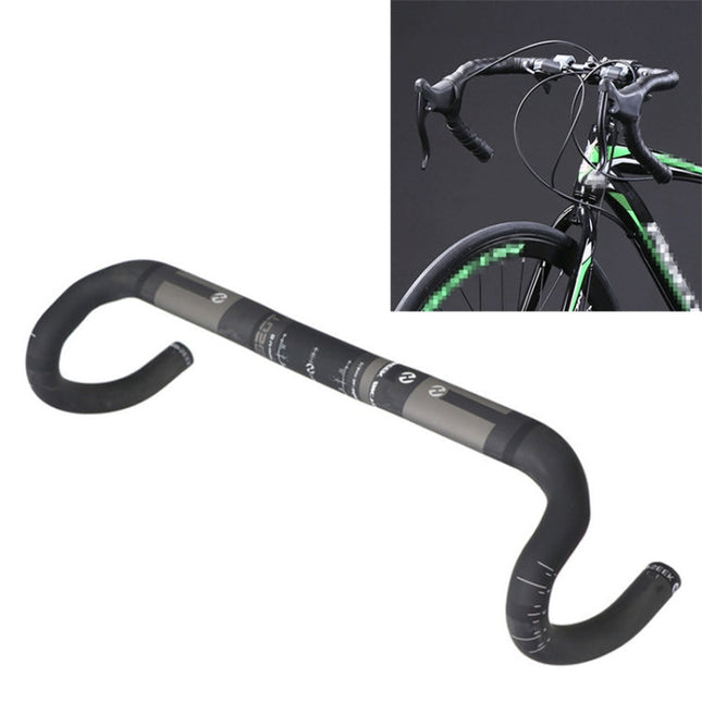 TOSEEK Full Carbon Fiber Road Bike Bent Handlebar Groove Outside Line Handle, Size: 440mm (UD Black), 440mm