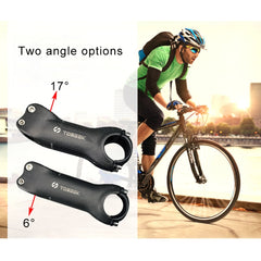 TOSEEK All Carbon Fiber 3KUD Texture Road Mountain Bike Ultra-light Handlebar Stem Riser Faucet, Size: 17 Degree, 130mm (Matte), 17 Degree, 130mm