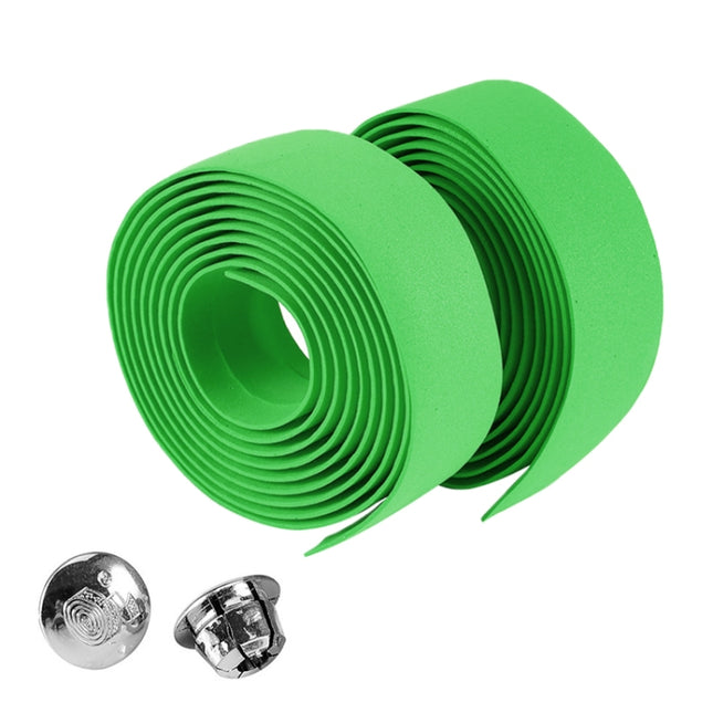 1 Pair Cycling Road Bike Sports Bicycle Cork Handlebar Tape Wrap + 2 Bar Plug, 2m Yellow, 2m Black, 2m Pink, 2m Green, 2m Grey, 2m Blue, 2m Red, 2m Baby Blue, 2m White