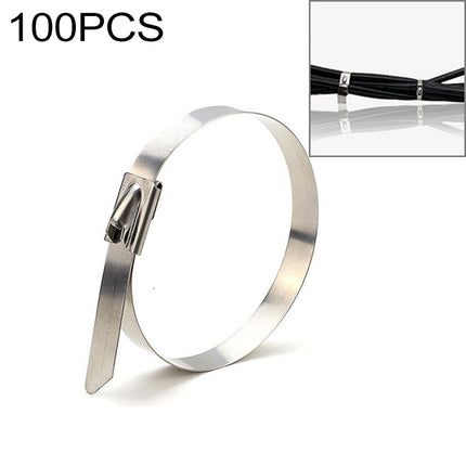 100 PCS 4.6x350mm Stainless Steel Metal Cable Ties Tie Zip Wrap Exhaust Heat Straps Induction Pipe, 4.6x350mm