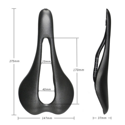 TOSEEK Road Bike Carbon Fiber Seat Bicycle Hollow Seat Saddle, 3K Texture + Extinction