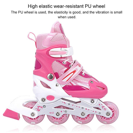 Children Adult Flash Straight Row Roller Skates Skating Shoes Suit, Size : L, Size : L (Pink), Size : L (Blue), Size : L (Red)