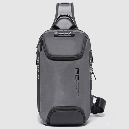BANGE Men Security USB Chest Bag Portable Outdoor Shoulder Bag
