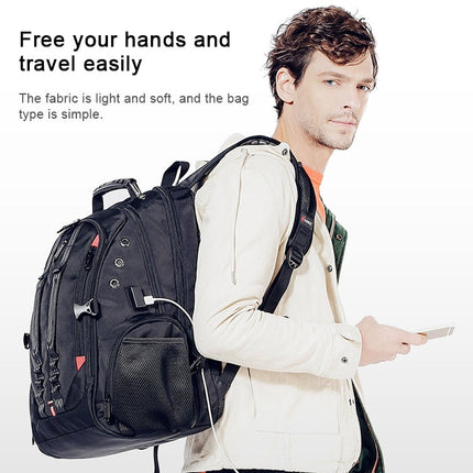BANGE Waterproof Travel Men Backpack Rechargeable Large Capacity Shoulders Bag with Earplug Hole