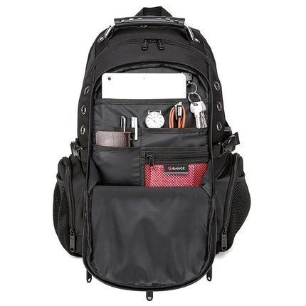 BANGE Waterproof Travel Men Backpack Rechargeable Large Capacity Shoulders Bag with Earplug Hole