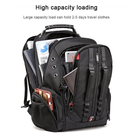 BANGE Waterproof Travel Men Backpack Rechargeable Large Capacity Shoulders Bag with Earplug Hole