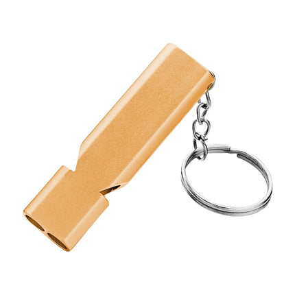 MNL-006 Aluminum Alloy Double Tube High Frequency Whistle Children Outdoor Survival Whistle with Key Ring, 10 PCS Black, 10 PCS Gold, 10 PCS Rose Gold, 10 PCS Silver