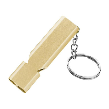 MNL-006 Aluminum Alloy Double Tube High Frequency Whistle Children Outdoor Survival Whistle with Key Ring, 10 PCS Black, 10 PCS Gold, 10 PCS Rose Gold, 10 PCS Silver