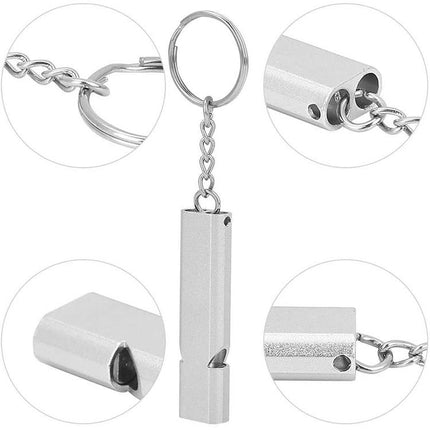 MNL-006 Aluminum Alloy Double Tube High Frequency Whistle Children Outdoor Survival Whistle with Key Ring, 10 PCS Black, 10 PCS Gold, 10 PCS Rose Gold, 10 PCS Silver