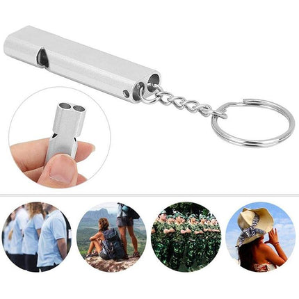 MNL-006 Aluminum Alloy Double Tube High Frequency Whistle Children Outdoor Survival Whistle with Key Ring, 10 PCS Black, 10 PCS Gold, 10 PCS Rose Gold, 10 PCS Silver