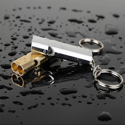 MNL-006 Aluminum Alloy Double Tube High Frequency Whistle Children Outdoor Survival Whistle with Key Ring, 10 PCS Black, 10 PCS Gold, 10 PCS Rose Gold, 10 PCS Silver