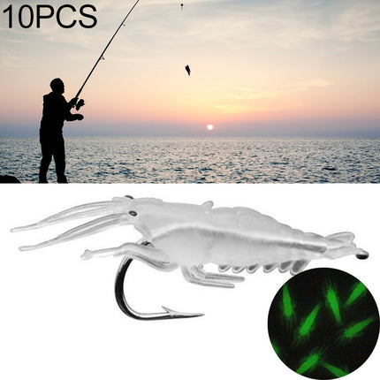 10 PCS 4cm Fishing Soft Artificial Shrimp Bait Lures Popper Poper Baits with Hook, Transparent Shrimp with Hook, Artificial Shrimp with Hook, Luminous Shrimp with Hook, Pink Shrimp with Hook, Green Shrimp with Hook