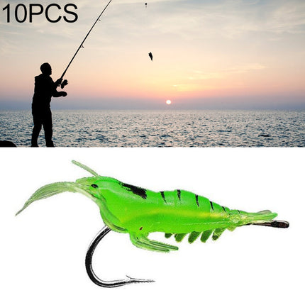 10 PCS 4cm Fishing Soft Artificial Shrimp Bait Lures Popper Poper Baits with Hook, Transparent Shrimp with Hook, Artificial Shrimp with Hook, Luminous Shrimp with Hook, Pink Shrimp with Hook, Green Shrimp with Hook
