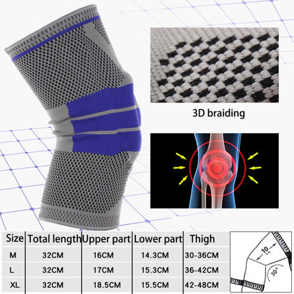Outdoor Fitness Mountaineering Knit Protection Silicone Anti - collision Spring Support Sports Knee Protector, Size: XL