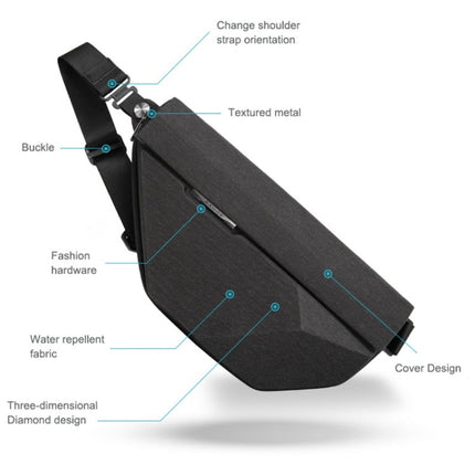 Bange BG-7502 Men Pyramid Hard Shell Waterproof Crossbody Chest Bag, Size: 35 x 18 x 5cm
