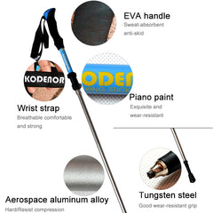 125cm Adjustable Portable Outdoor Aluminum Alloy Trekking Poles Stick, Green#125cm, Blue#125cm, Red#125cm, Yellow#125cm