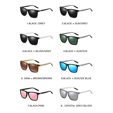 Men Retro Fashion Aluminum Magnesium Frame UV400 Polarized Sunglasses, Black Tarnish+ Pink, Black Silver+ Grey, Grey+ Silver, Demi Brown + Brown, Black Tarnish+ G15 Green, Black Tarnish+ Blue, Black Tarnish+ Grey