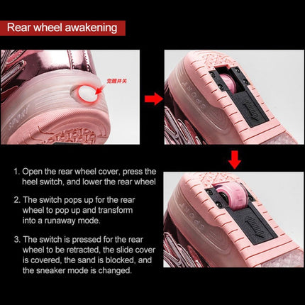 CD03 LED Double Wheel Wing Roller Skating Shoes, Size : 38, Size : 38 (Black), Size : 38 (Pink), Size : 38 (Gold), Size : 38 (Silver)