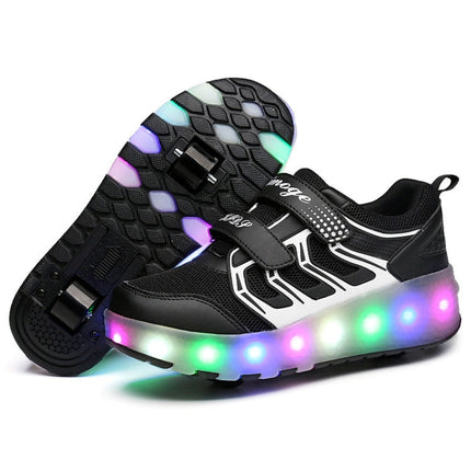 WS01 LED Light Ultra Light Mesh Surface Rechargeable Double Wheel Roller Skating Shoes Sport Shoes, Size : 32, Size : 32