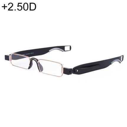 Portable Folding 360 Degree Rotation Presbyopic Reading Glasses with Pen Hanging, +2.50D, +2.50D