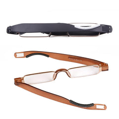 Portable Folding 360 Degree Rotation Presbyopic Reading Glasses with Pen Hanging, +2.50D