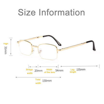 Folding Anti Blue-ray Presbyopic Reading Glasses with Case & Cleaning Cloth, +1.50D