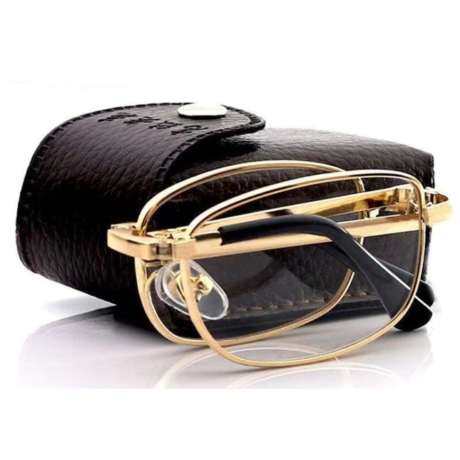 Folding Anti Blue-ray Presbyopic Reading Glasses with Case & Cleaning Cloth, +1.50D