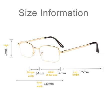 Folding Anti Blue-ray Presbyopic Reading Glasses with Case & Cleaning Cloth, +2.50D, +2.50D