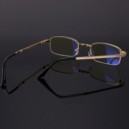 Folding Anti Blue-ray Presbyopic Reading Glasses with Case & Cleaning Cloth, +3.00D, +3.00D