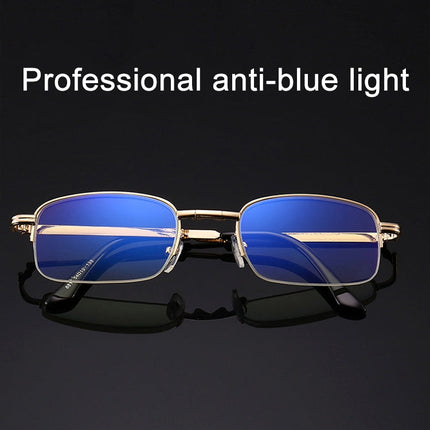 Folding Anti Blue-ray Presbyopic Reading Glasses with Case & Cleaning Cloth, +3.00D, +3.00D