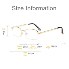 Folding Anti Blue-ray Presbyopic Reading Glasses with Case & Cleaning Cloth, +3.50D, +3.50D