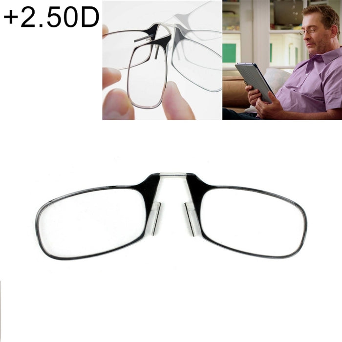 Ultra Thin High-definition Nose Resting Card Style Portable Presbyopic Hypermetropic Reading Glasses, +2.50D(Black)