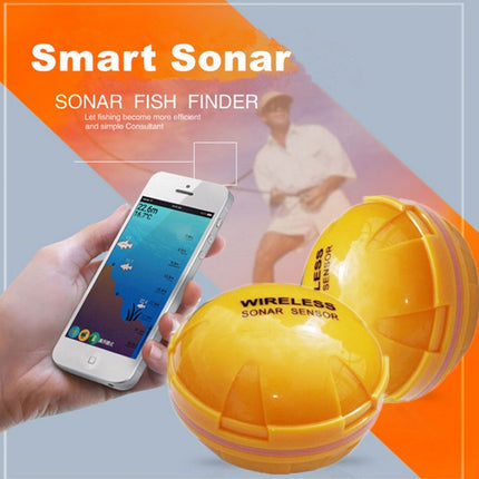Bluetooth Fish Detector 125KHz Sonar Sensor 0.6-36m Depth Locator Fishes Finder Alarm for iOS & Android Mobile Phones, Operating Range: 0.6-36m