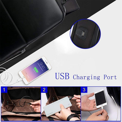 Bopai 751-006431 Business Waterproof Anti-theft Large Capacity Double Shoulder Bag,with USB Charging Port, Size: 27x16.5x40cm