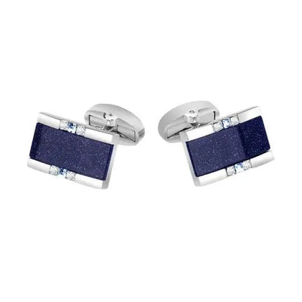 Oblong Blue Sandstone And Crystal Cufflinks