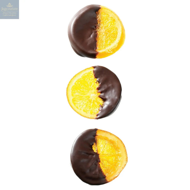 Orange slices - half dipped in dark chocolate