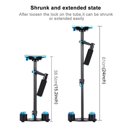 PULUZ 38.5-61cm Carbon Fibre Handheld Stabilizer for DSLR & DV Digital Video & Cameras, Load Range: 0.5-3kg, P60T Black, P60T Blue, P60T Red, RU Stock P60T Black