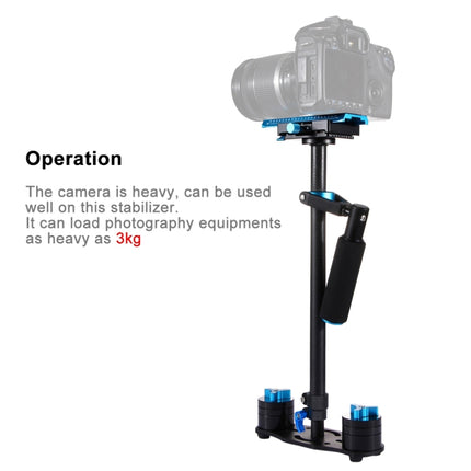 PULUZ 38.5-61cm Carbon Fibre Handheld Stabilizer for DSLR & DV Digital Video & Cameras, Load Range: 0.5-3kg, P60T Black, P60T Blue, P60T Red, RU Stock P60T Black