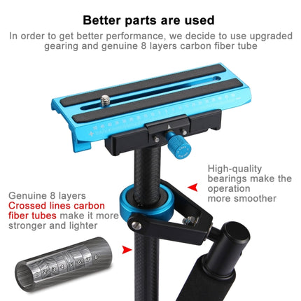 PULUZ 38.5-61cm Carbon Fibre Handheld Stabilizer for DSLR & DV Digital Video & Cameras, Load Range: 0.5-3kg, P60T Black, P60T Blue, P60T Red, RU Stock P60T Black